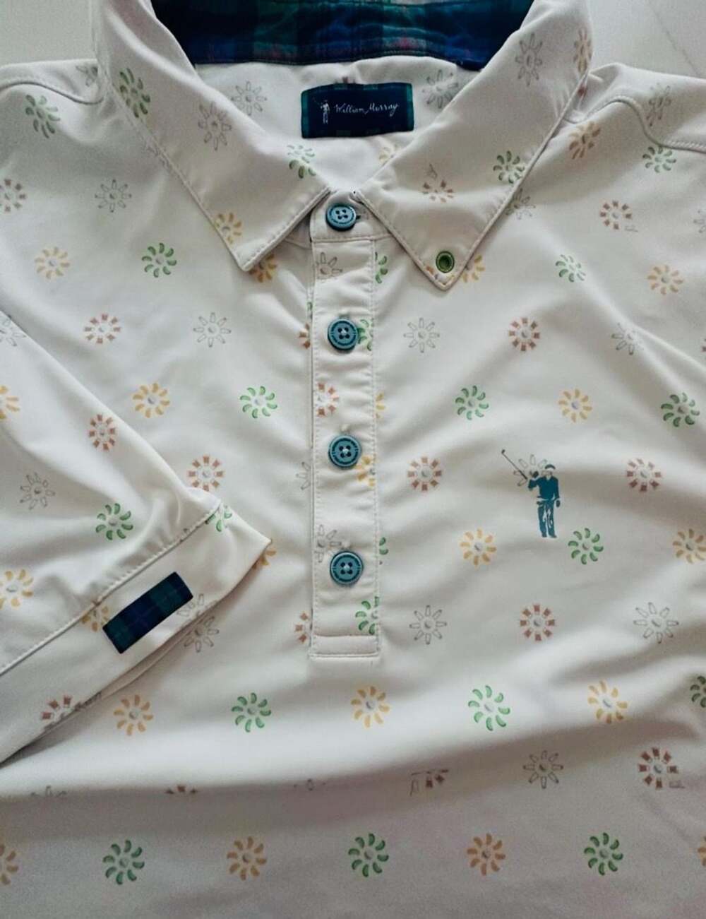 EUC William Murray XL Shot Dots Print Golf Polo Shirt White Multi Color